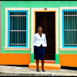 앤티가 바부다 이민 및 비자 - Businesswoman in Antigua**
"A professional businesswoman in a modest business suit, standing in fro...